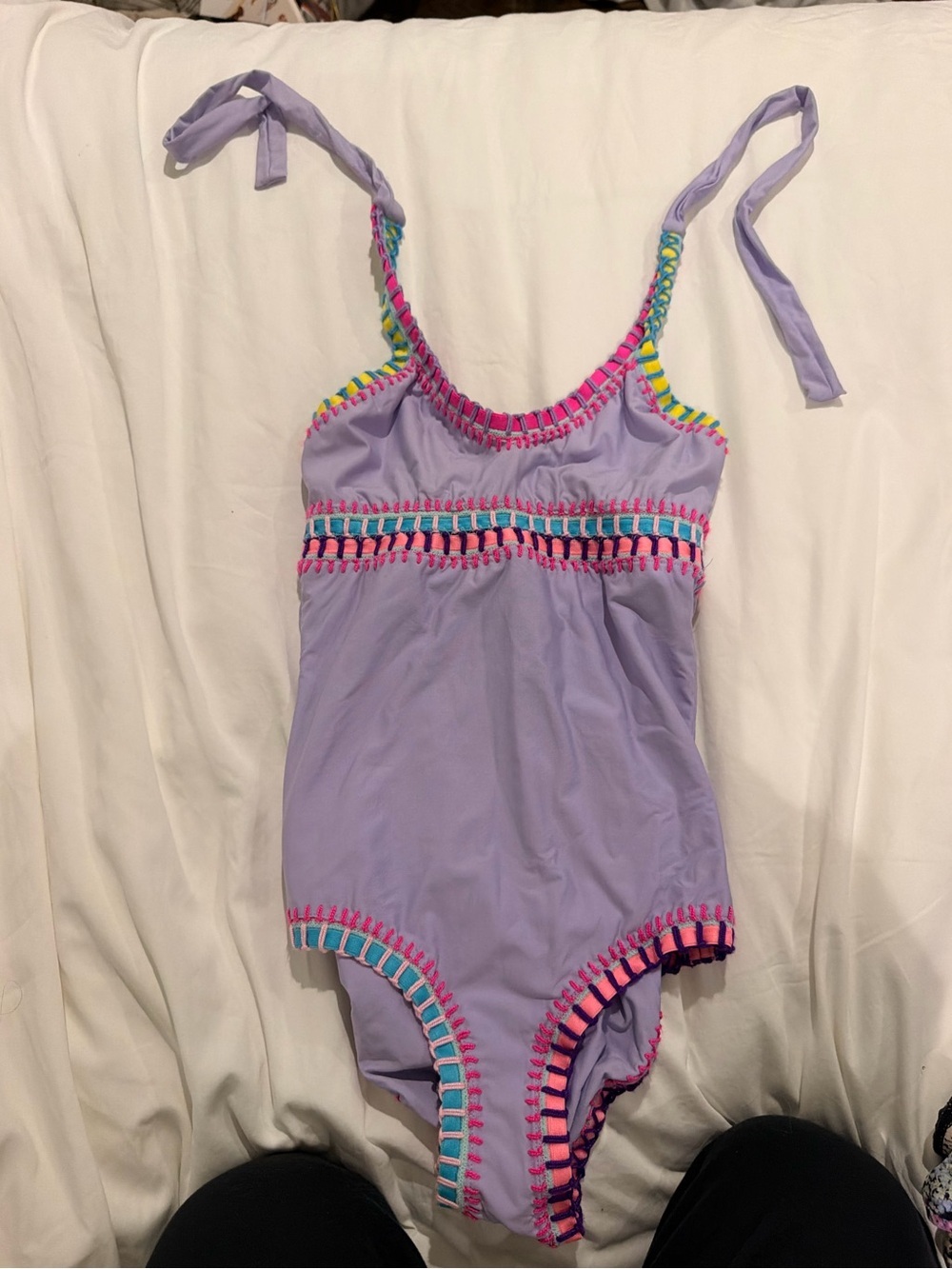 Pilyq Lilac One-Piece with Neon Crochet Accents
